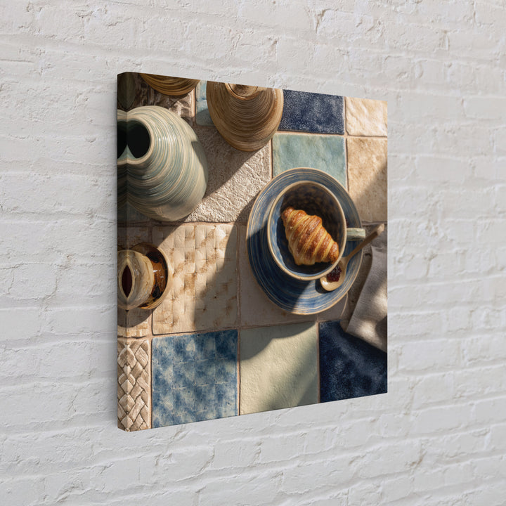 Caf Au Lait Bowl Canvas Print, French Country Art, French Country, Farmhouse Decor, Oil Painting, Country, Statement Artwork, FCA-1x1-82
