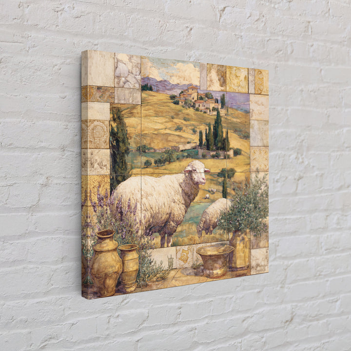 Pastoral Sheep in Rolling Countryside Canvas Print, French Country Art, Farmhouse Wall Art, Farmhouse Decor, Fine Art, Country, FCA-1x1-86