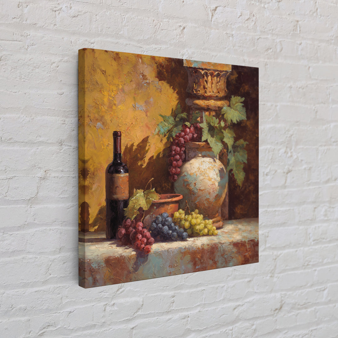 Grapes and Wine Still Life Canvas Print, French Country Art, Coastal Wall Art, Farmhouse Decor, Country, Above Bed Art, FCA-1x1-9