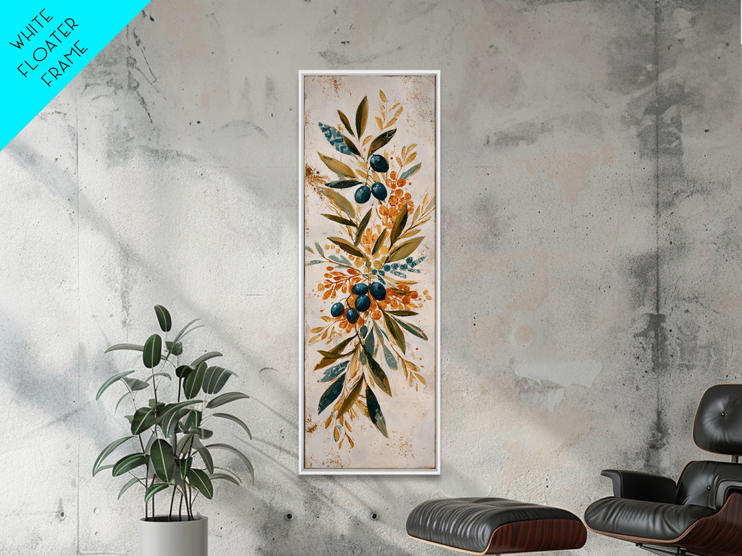 Olive Branch Wreath on Cream Ground Canvas Print, French Country Art, Printable Art, Farmhouse Decor, Watercolor Art, Country, FCA-1x3-10