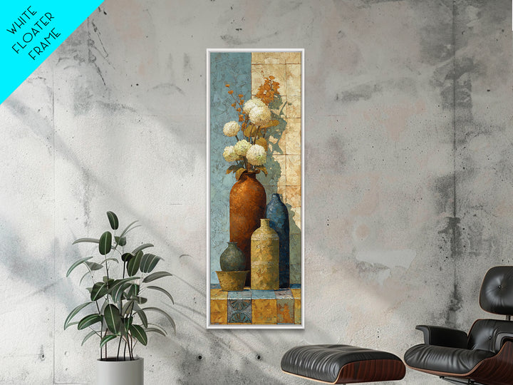 Antique Copper Pot and Flowers Still Life Canvas Print, French Country Art, Botanical Wall Art, Farmhouse Decor, Watercolor Art, FCA-1x3-12