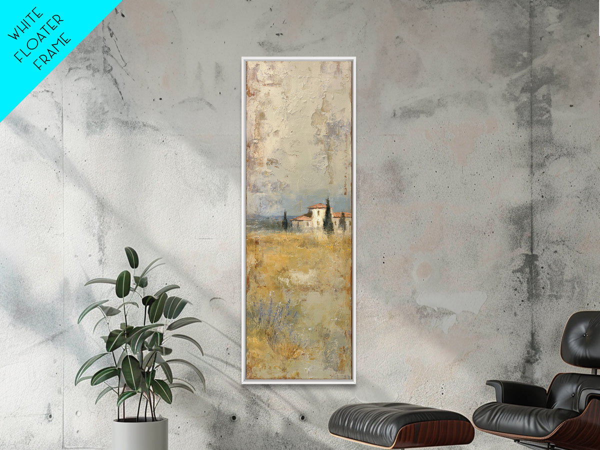 Lavender Field with Distant Stone Farmhouse Canvas Print, French Country Art, Landscape Painting, Farmhouse Decor, Country, FCA-1x3-13