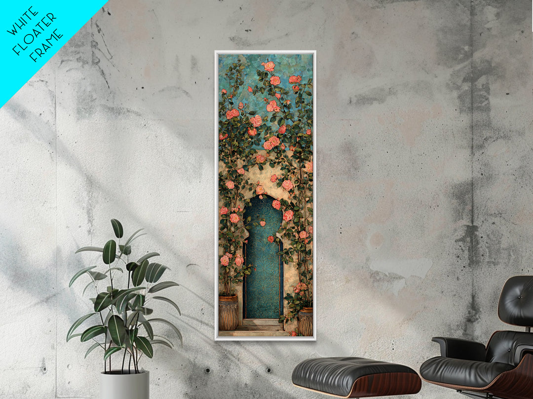 Rustic Door Covered Framed Canvas Print, French Country Art, Floral Wall Art, Farmhouse Decor, Fine Art, Country, Gallery Decor, FCA-1x3-29