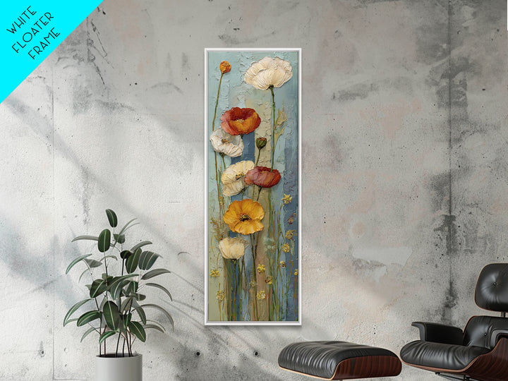 Poppies Beside a Stone Garden Wall Canvas Print, French Country Art, French Country Decor, Farmhouse Decor, Country, FCA-1x3-3