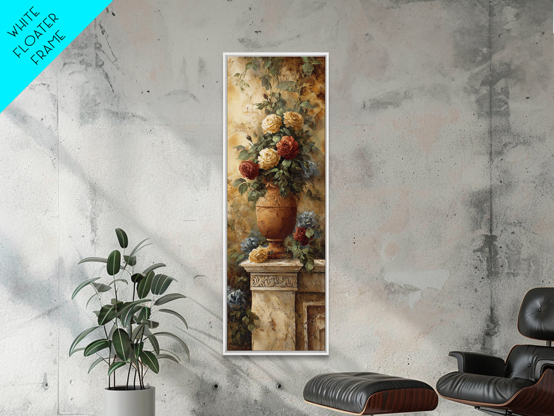Ch Teau Garden Urn Framed Canvas Print, French Country Art, Above Bed Art, Farmhouse Decor, Fine Art, Country, FCA-1x3-31