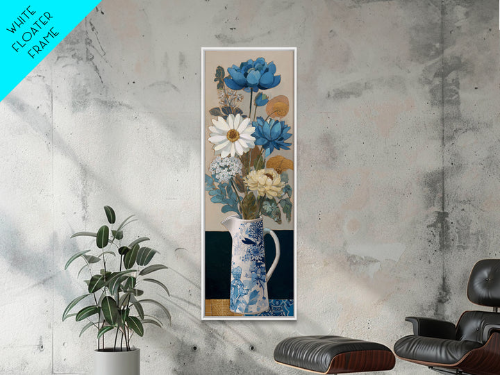 Blue and White Ceramic Pitcher Canvas Print, French Country Art, Gallery Decor, Farmhouse Decor, Oil Painting, Country, FCA-1x3-39