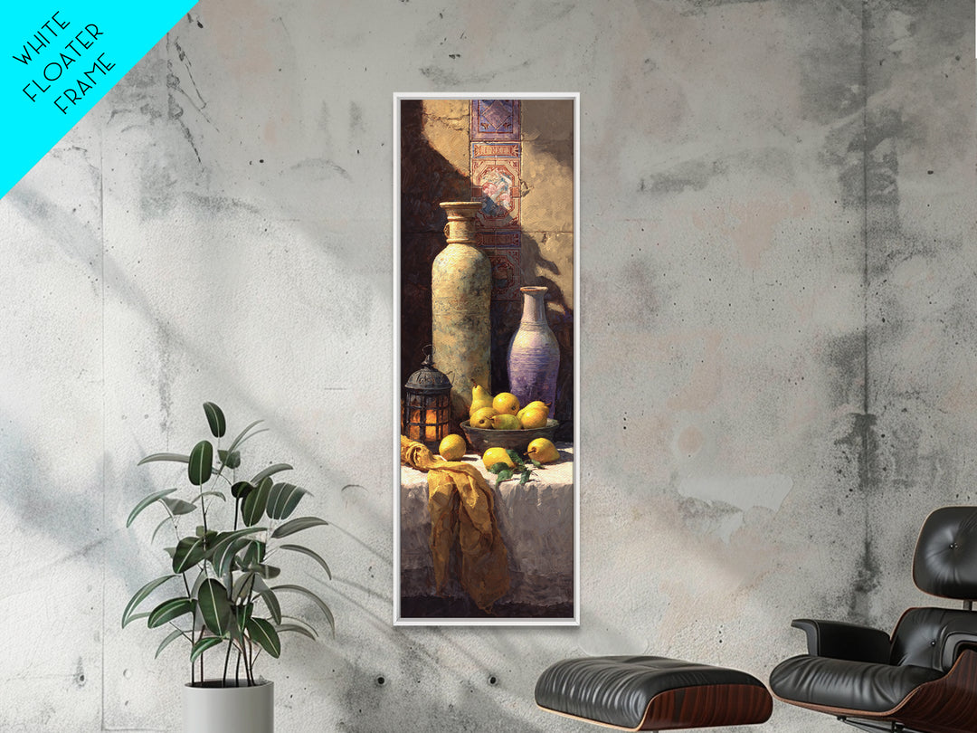 Pear Still Life on Linen Tablecloth Canvas Print, French Country Art, Wall Decor, Farmhouse Decor, Fine Art, Country, FCA-1x3-40