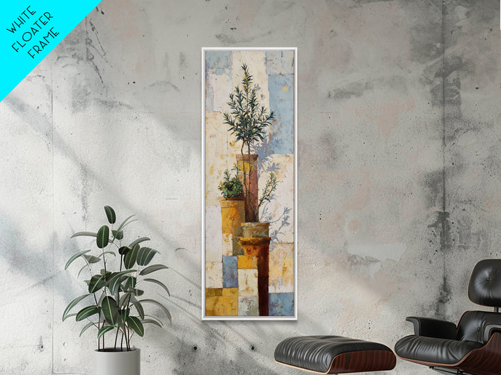 Terra Cotta Pots Framed Canvas Print, French Country Art, Neutral Decor, Farmhouse Decor, Fine Art, Country, Wall Art, FCA-1x3-47
