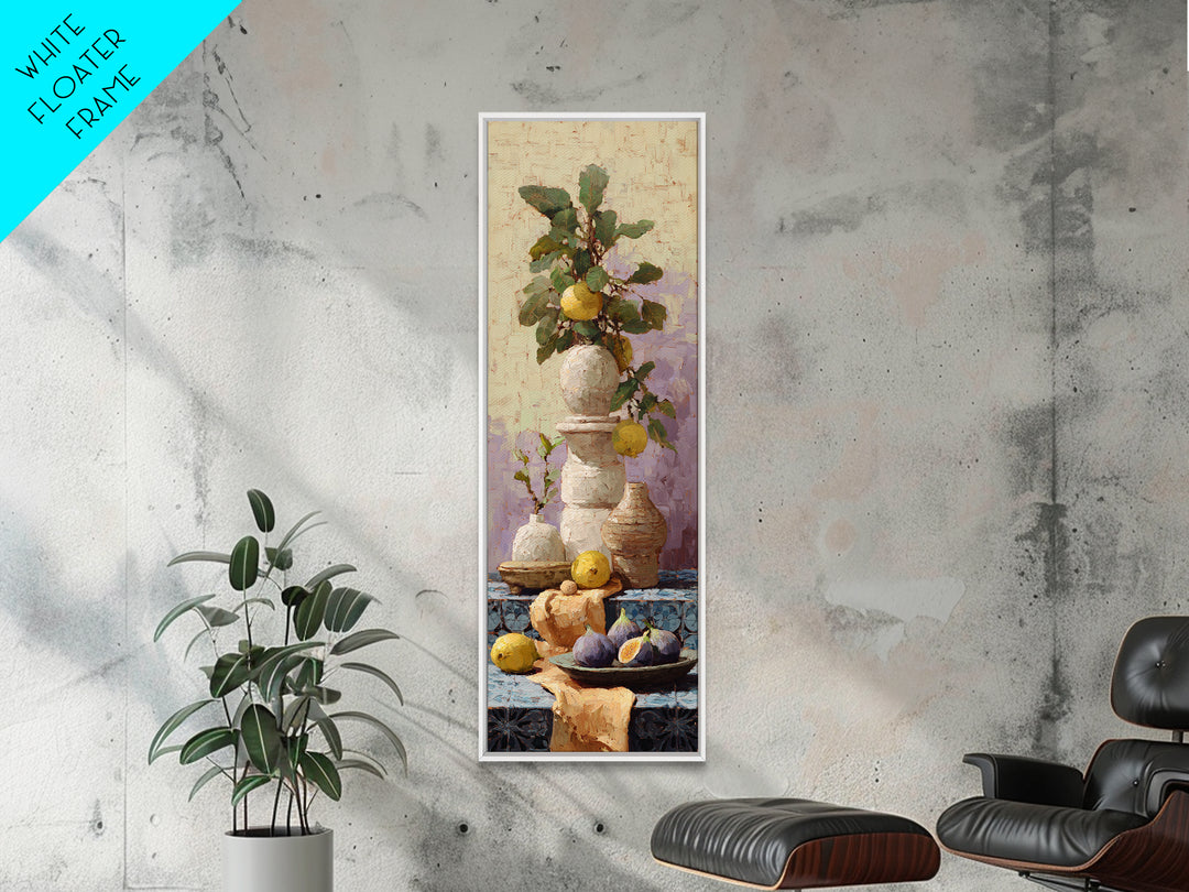 Figs on Ceramic Plate Framed Canvas Print, French Country Art, Above Bed Art, Farmhouse Decor, Abstract Art, Country, FCA-1x3-52