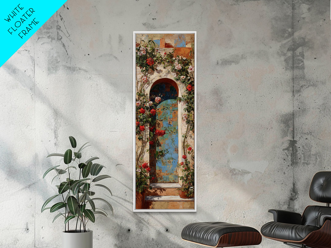 Rustic Door Covered Framed Canvas Print, French Country Art, Floral Wall Art, Farmhouse Decor, Fine Art, Country, Gallery Decor, FCA-1x3-53