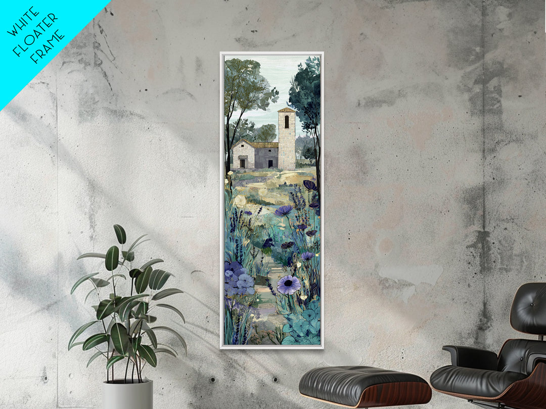 Lavender Field with Distant Stone Farmhouse Canvas Print, French Country Art, Downloadable Art, Farmhouse Decor, Country, FCA-1x3-61
