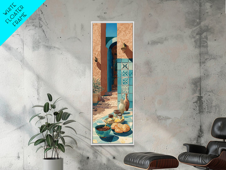 Caf Au Lait Bowl Framed Canvas Print, French Country Art, Digital Art Prints, Farmhouse Decor, Fine Art, Country, Home Decor, FCA-1x3-70