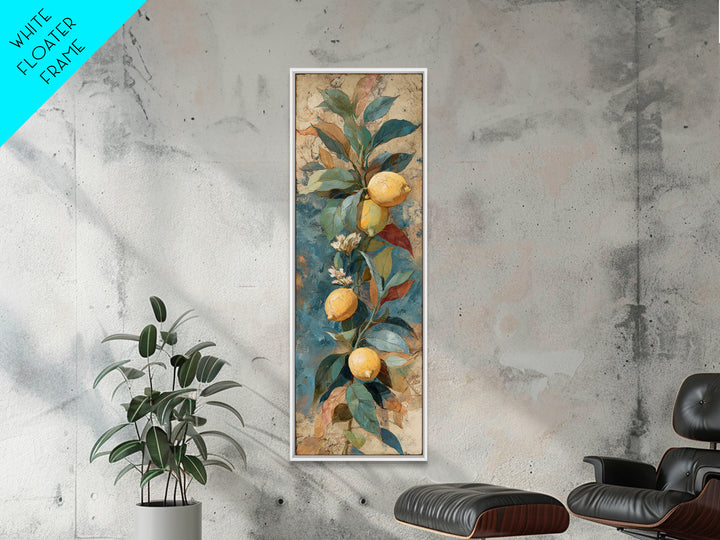 Aged Botanical Plate of Lemons and Leaves Canvas Print, French Country Art, Art Print, Farmhouse Decor, Fine Art, Country, FCA-1x3-72