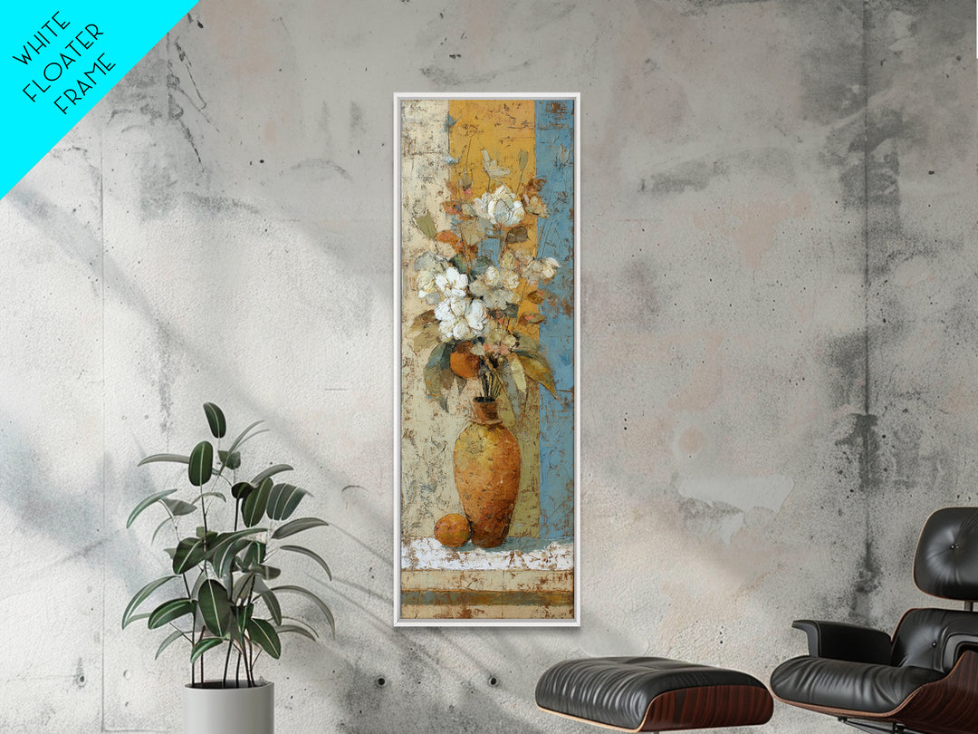 Antique Copper Pot and Flowers Still Life Framed Canvas Print, French Country Art, Boho Decor, Farmhouse Decor, Oil Painting, FCA-1x3-84