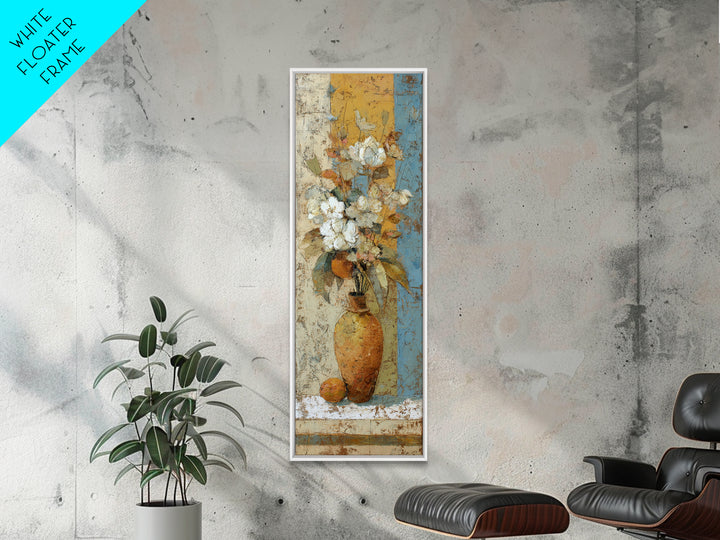Antique Copper Pot and Flowers Still Life Framed Canvas Print, French Country Art, Boho Decor, Farmhouse Decor, Oil Painting, FCA-1x3-84