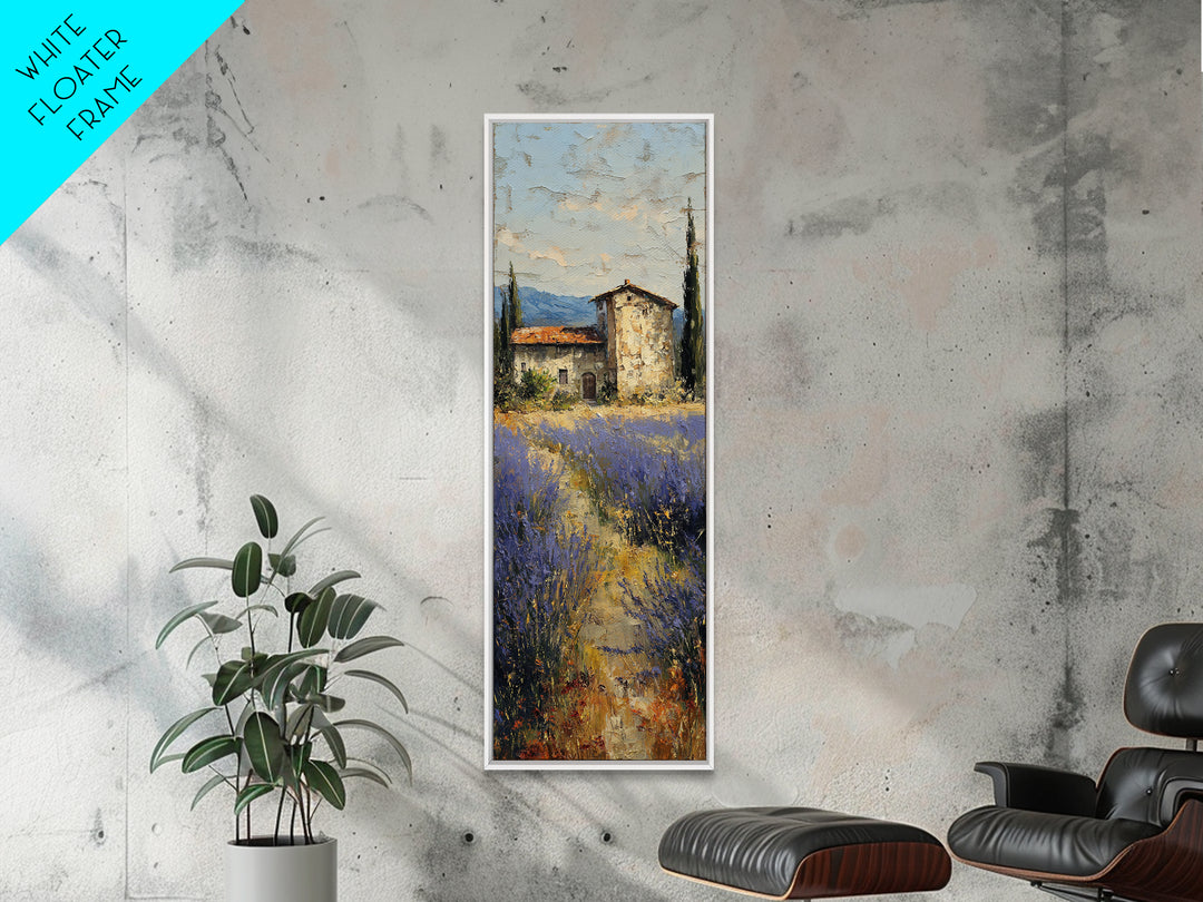 Lavender Field with Distant Stone Farmhouse Canvas Print, French Country Art, Wall Decor, Farmhouse Decor, Fine Art, Country, FCA-1x3-85