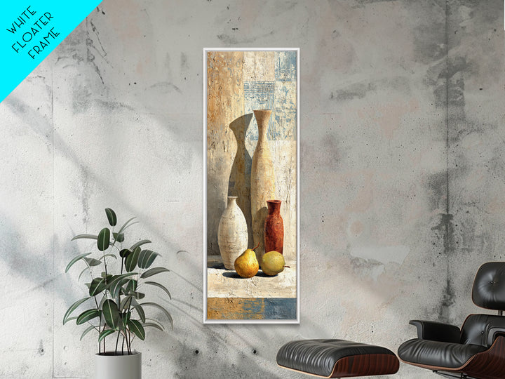Pear Still Life on Linen Tablecloth Canvas Print, French Country Art, Minimalist Decor, Farmhouse Decor, Abstract Art, Country, FCA-1x3-88