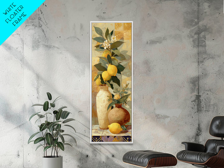 Aged Botanical Plate of Lemons and Leaves Framed Canvas Print, French Country Art, Wall Art, Farmhouse Decor, Fine Art, Country, FCA-1x3-96