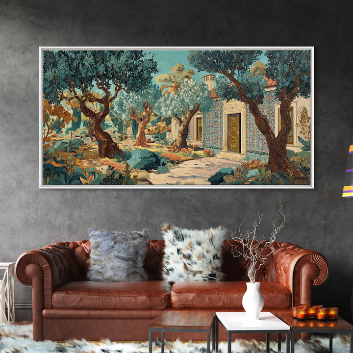 Sunlit Provence Olive Grove Framed Canvas Print, French Country Art, Neutral Decor, Farmhouse Decor, Fine Art, Country, FCA-2x1-1