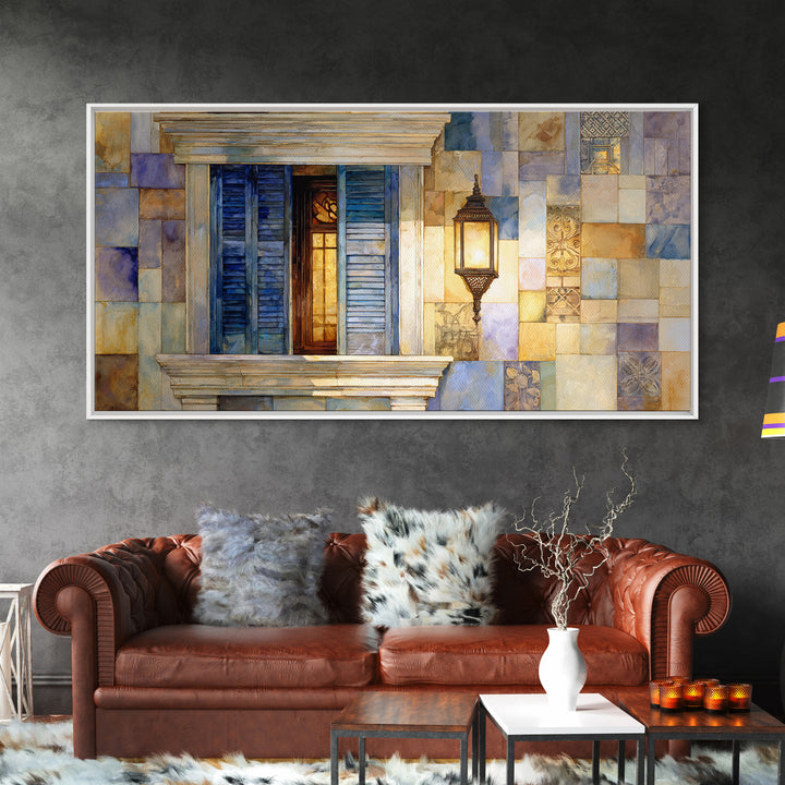 Weathered Window with Blue Shutters Canvas Print, French Country Art, Gallery Decor, Farmhouse Decor, Fine Art, Country, FCA-2x1-17