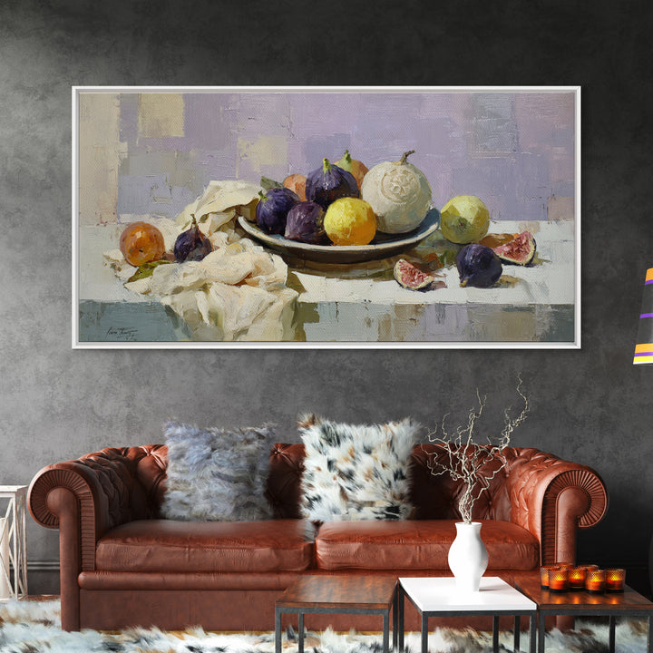 Figs on Ceramic Plate Canvas Print, French Country Art, Minimalist Decor, Farmhouse Decor, Abstract Art, Country, FCA-2x1-36