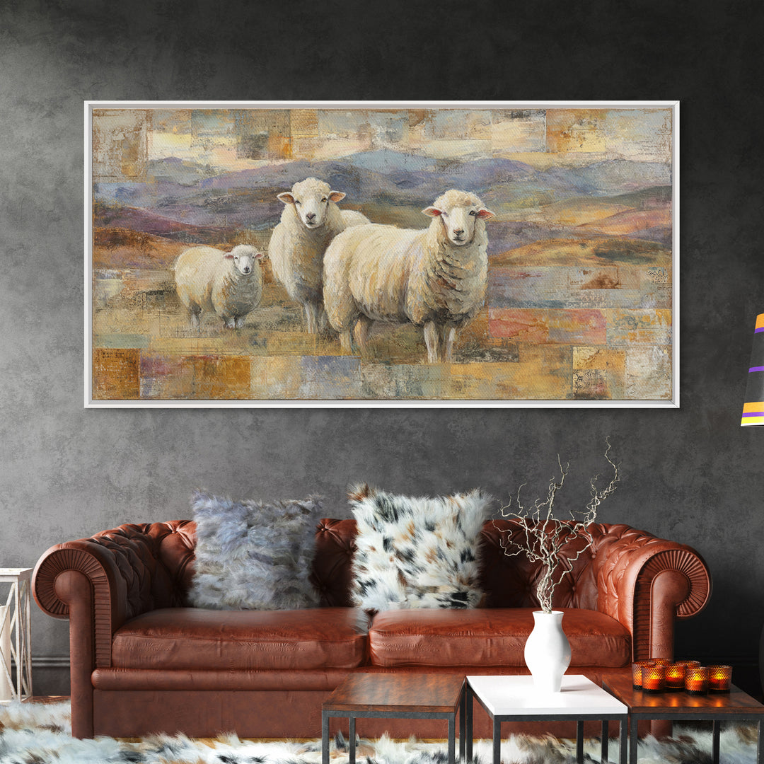 Pastoral Sheep in Rolling Countryside Canvas Print, French Country Art, Statement Artwork, Farmhouse Decor, Fine Art, Country, FCA-2x1-58