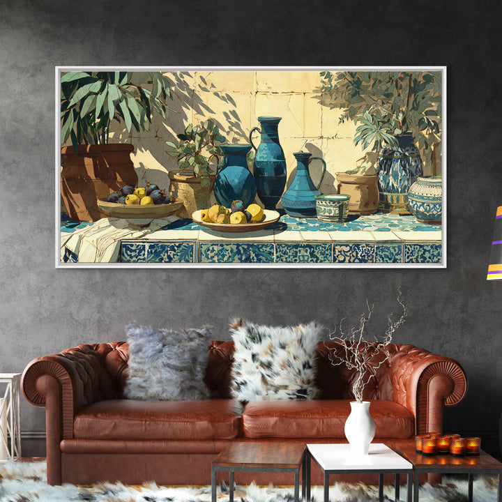 Figs on Ceramic Plate Framed Canvas Print, French Country Art, Printable Wall Art, Farmhouse Decor, Fine Art, Country, FCA-2x1-60