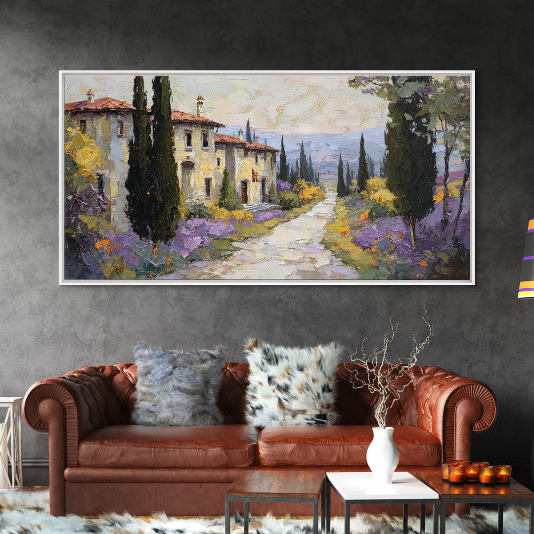 Country Lane Lined Framed Canvas Print, French Country Art, Eclectic Wall Art, Farmhouse Decor, Fine Art, Country, Modern Decor, FCA-2x1-67