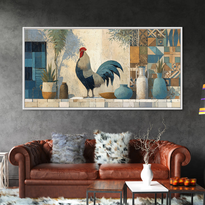 Rooster Portrait in Rustic French Palette Canvas Print, French Country Art, Luxury Decor, Farmhouse Decor, Fine Art, Country, FCA-2x1-70