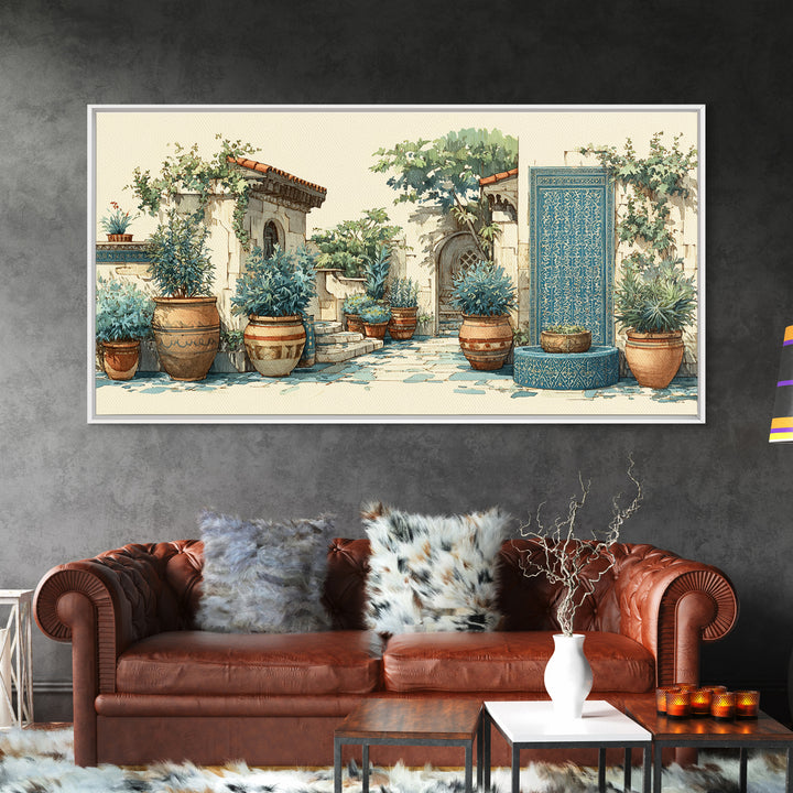 Terra Cotta Pots Framed Canvas Print, French Country Art, Floral Wall Art, Farmhouse Decor, Fine Art, Country, Gallery Decor, FCA-2x1-79