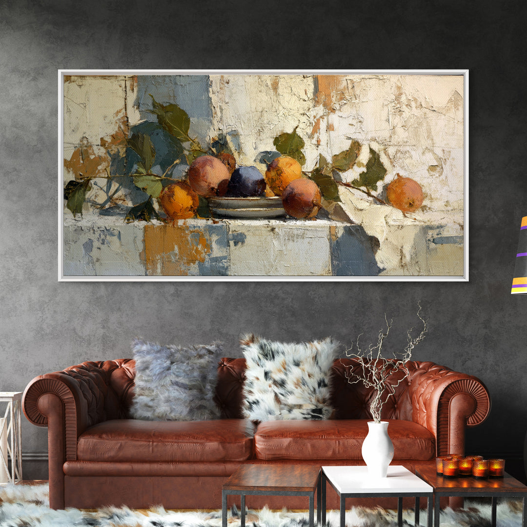 Figs on Ceramic Plate Framed Canvas Print, French Country Art, Farmhouse Wall Decor, Farmhouse Decor, Abstract Art, Country, FCA-2x1-84