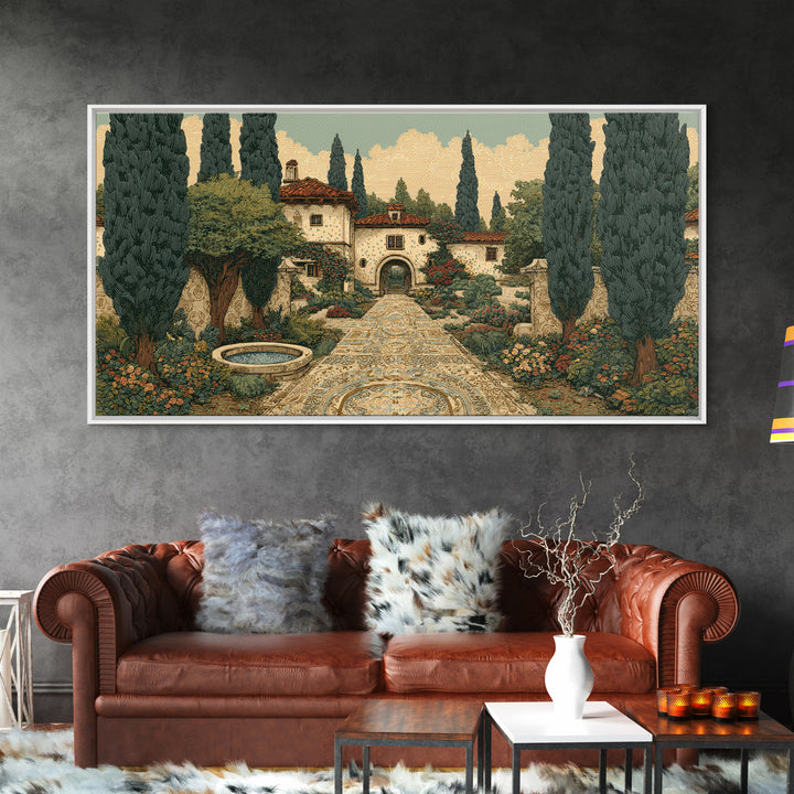 Country Lane Lined Framed Canvas Print, French Country Art, Contemporary Art, Farmhouse Decor, Abstract Art, Country, FCA-2x1-91