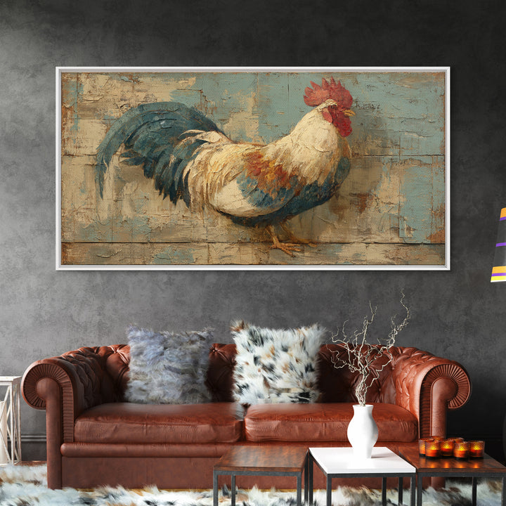 Rooster Portrait in Rustic French Palette Canvas Print, French Country Art, Luxury Decor, Farmhouse Decor, Fine Art, Country, FCA-2x1-94