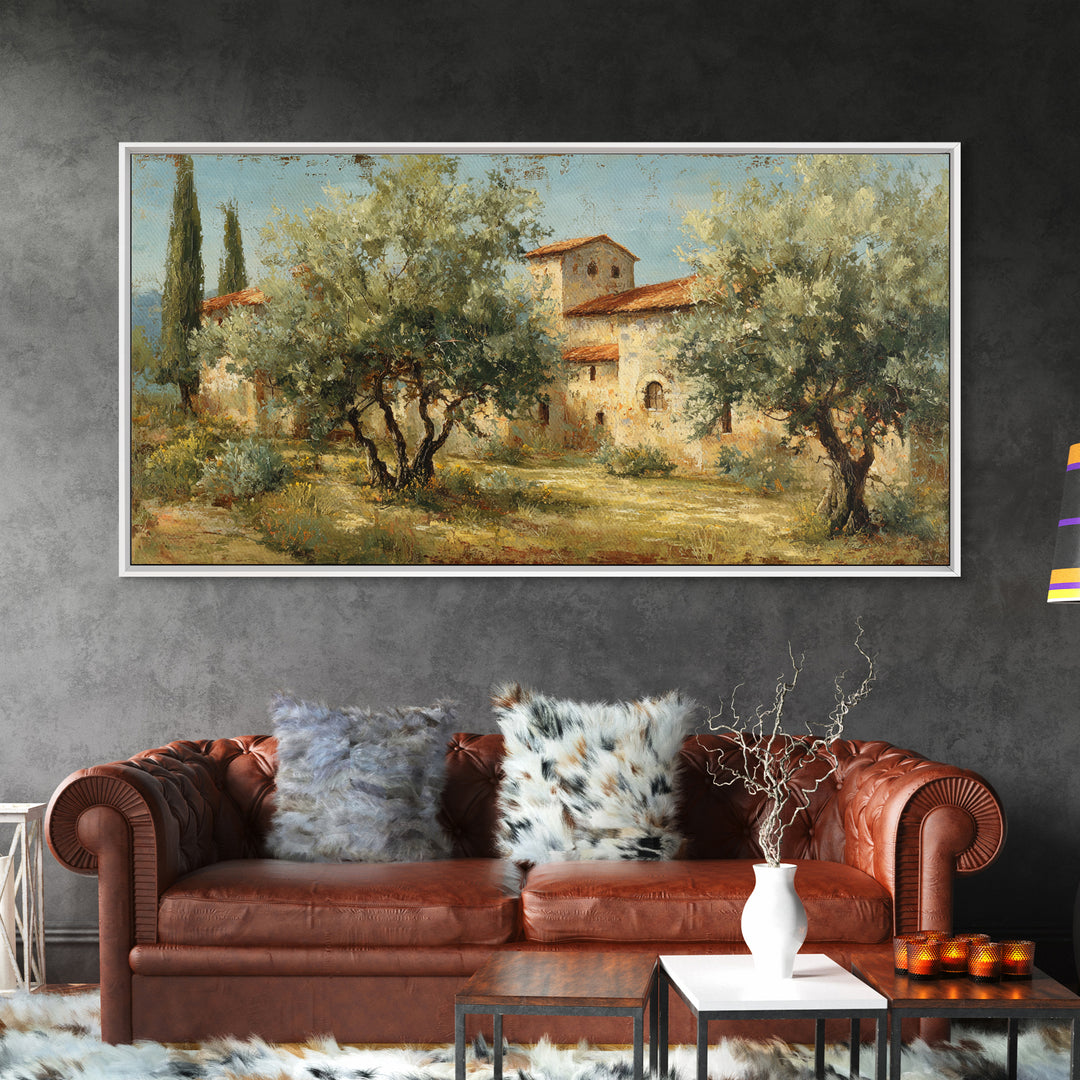 Sunlit Provence Olive Grove Framed Canvas Print, French Country Art, Contemporary Art, Farmhouse Decor, Fine Art, Country, FCA-2x1-97