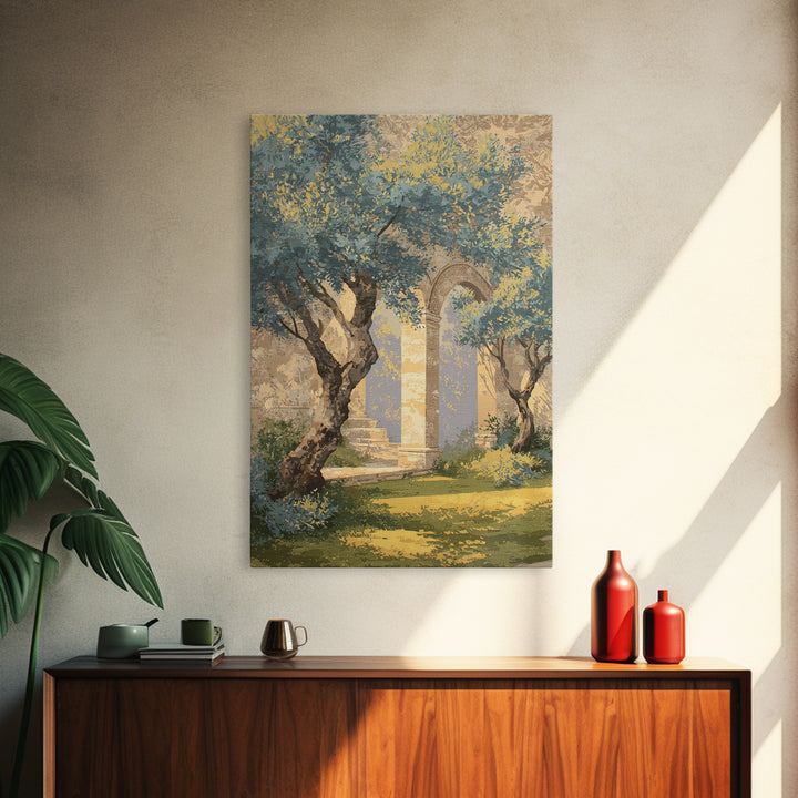 Sunlit Provence Olive Grove Framed Canvas Print, French Country Art, Neutral Decor, Farmhouse Decor, Fine Art, Country, FCA-2x3-37
