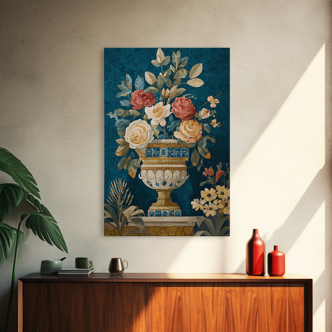 Ch Teau Garden Urn Framed Canvas Print, French Country Art, Digital Art Prints, Farmhouse Decor, Fine Art, Country, Home Decor, FCA-2x3-51