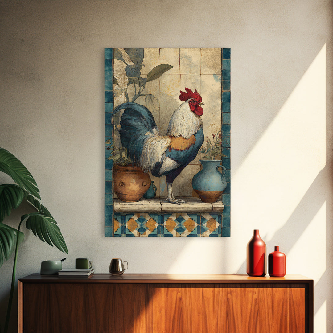 Rooster Portrait in Rustic French Palette Canvas Print, French Country Art, Luxury Decor, Farmhouse Decor, Fine Art, Country, FCA-2x3-58