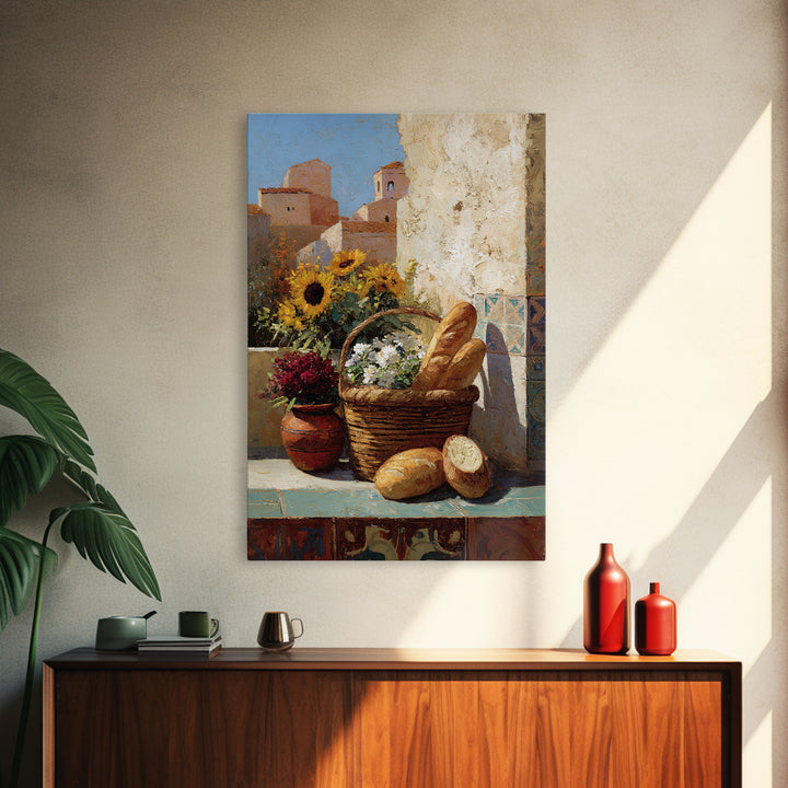French Market Basket Framed Canvas Print, French Country Art, Downloadable Art, Farmhouse Decor, Country, Luxury Decor, FCA-2x3-63