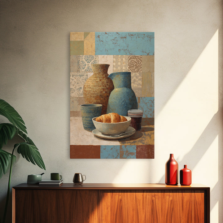 Caf Au Lait Bowl Canvas Print, French Country Art, Fine Art Print, Farmhouse Decor, Oil Painting, Country, Digital Prints, FCA-2x3-66