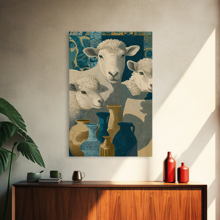Pastoral Sheep in Rolling Countryside Canvas Print, French Country Art, Statement Artwork, Farmhouse Decor, Fine Art, Country, FCA-2x3-70