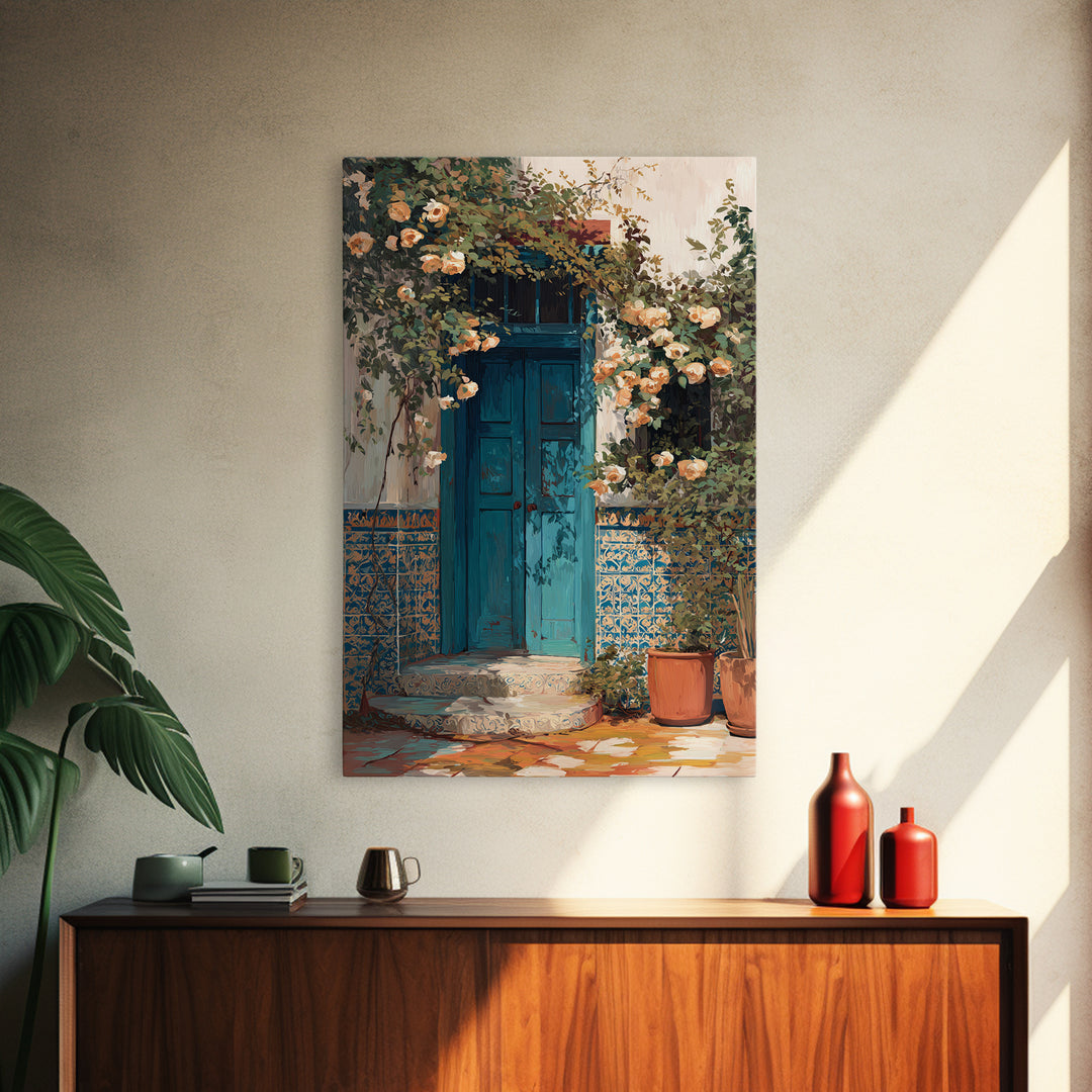 Rustic Door Covered Framed Canvas Print, French Country Art, Textured Painting, Farmhouse Decor, Country, Home Decor Gift, FCA-2x3-73