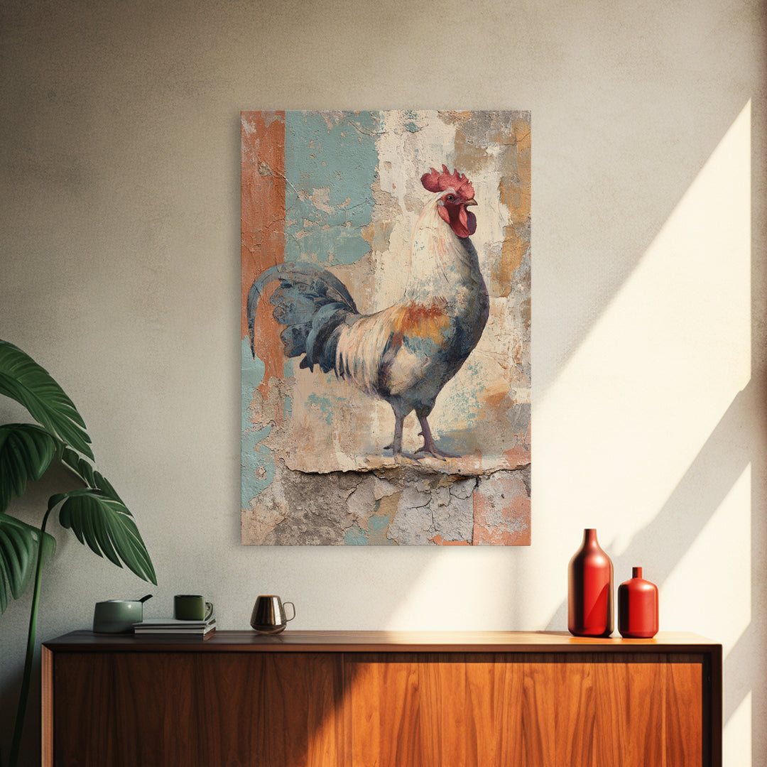 Rooster Portrait in Rustic French Palette Canvas Print, French Country Art, Luxury Decor, Farmhouse Decor, Fine Art, Country, FCA-2x3-82