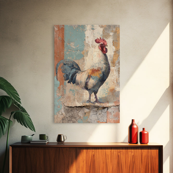 Rooster Portrait in Rustic French Palette Canvas Print, French Country Art, Luxury Decor, Farmhouse Decor, Fine Art, Country, FCA-2x3-82