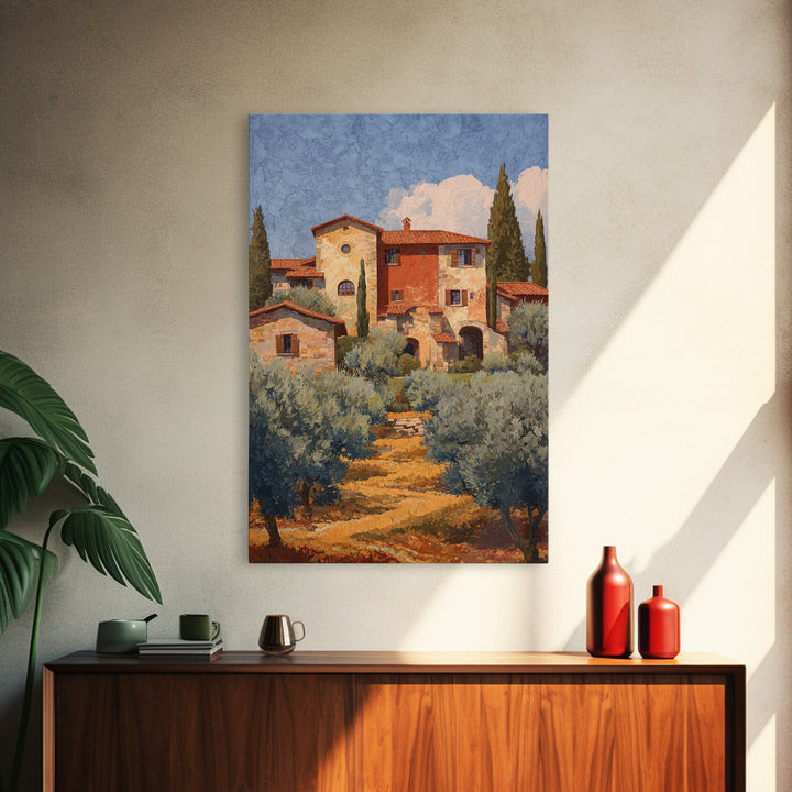 Sunlit Provence Olive Grove Framed Canvas Print, French Country Art, Contemporary Art, Farmhouse Decor, Fine Art, Country, FCA-2x3-85