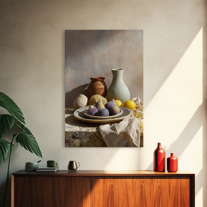 Figs on Ceramic Plate Canvas Print, French Country Art, Fine Art Print, Farmhouse Decor, Abstract Art, Country, Digital Prints, FCA-2x3-96