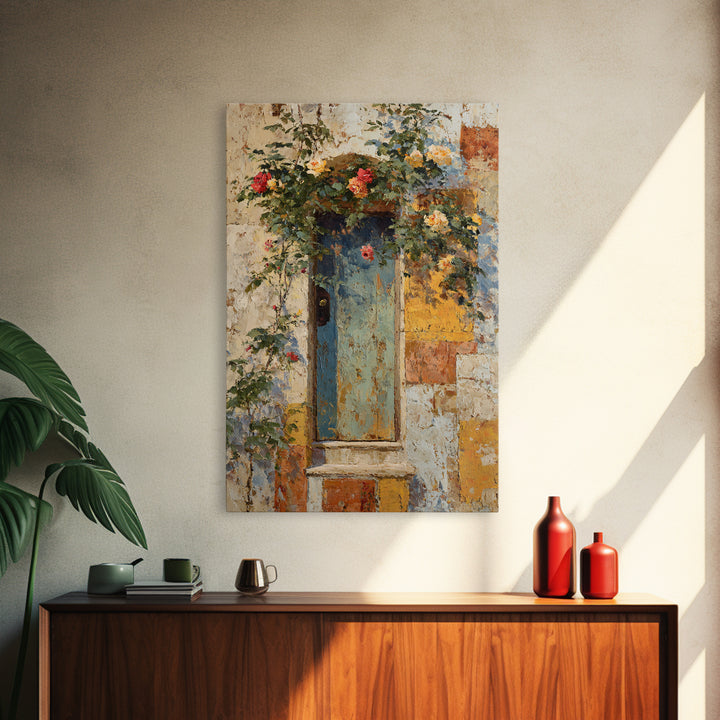 Rustic Door Covered Framed Canvas Print, French Country Art, Textured Painting, Farmhouse Decor, Country, Home Decor Gift, FCA-2x3-97