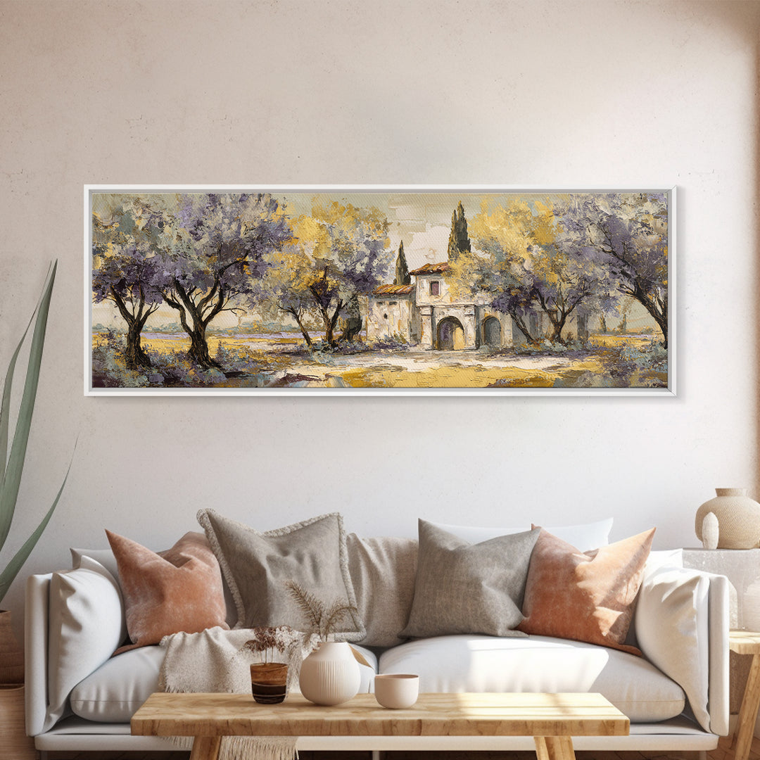 Sunlit Provence Olive Grove Canvas Print, French Country Art, Original Painting, Farmhouse Decor, Country, Coastal Wall Art, FCA-3x1-21