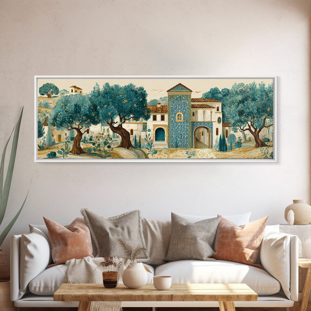 Sunlit Provence Olive Grove Canvas Print, French Country Art, Original Painting, Farmhouse Decor, Country, Coastal Wall Art, FCA-3x1-45