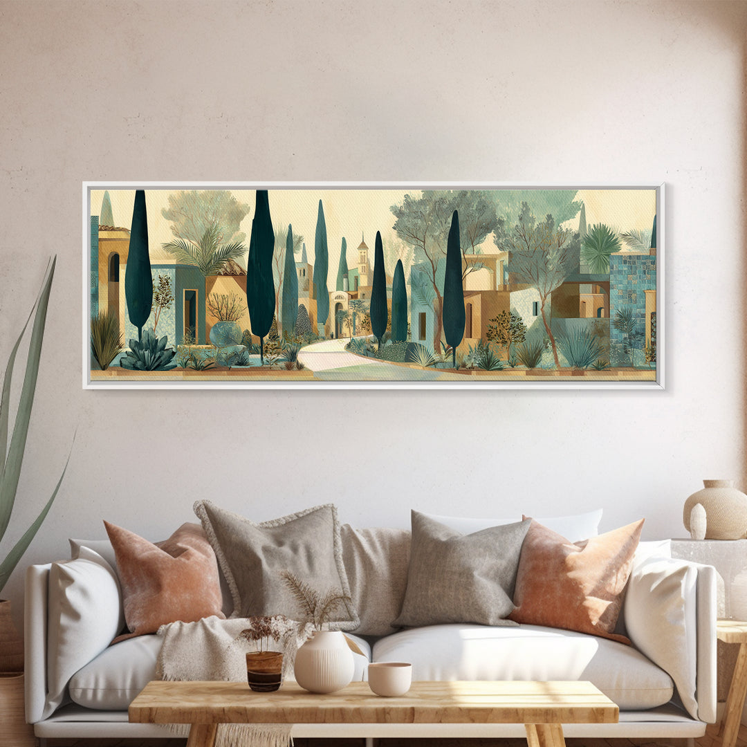 Country Lane Lined Framed Canvas Print, French Country Art, Neutral Decor, Farmhouse Decor, Abstract Art, Country, Wall Art, FCA-3x1-63