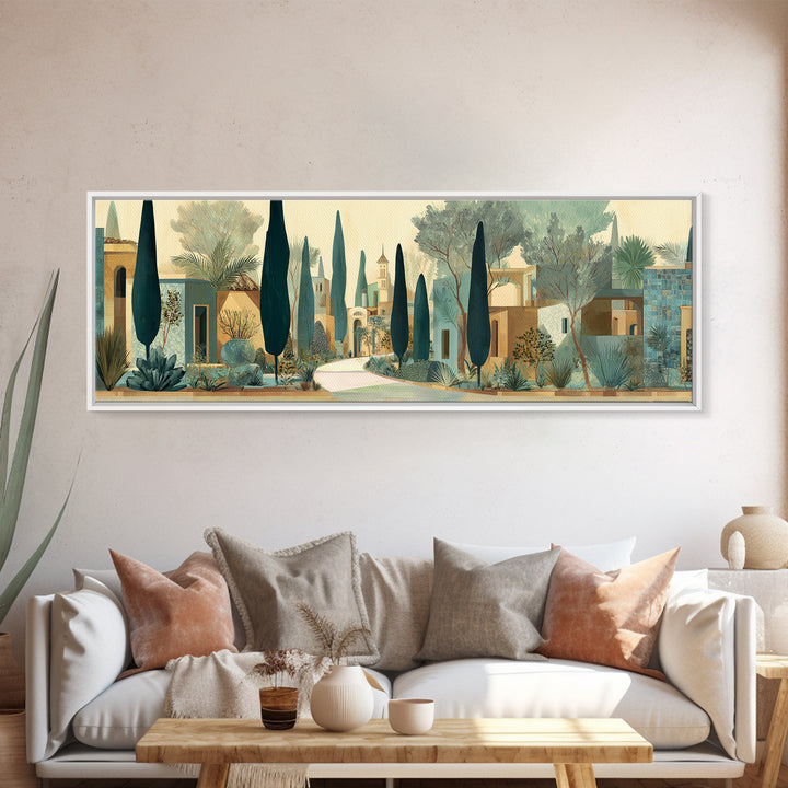 Country Lane Lined Framed Canvas Print, French Country Art, Neutral Decor, Farmhouse Decor, Abstract Art, Country, Wall Art, FCA-3x1-63